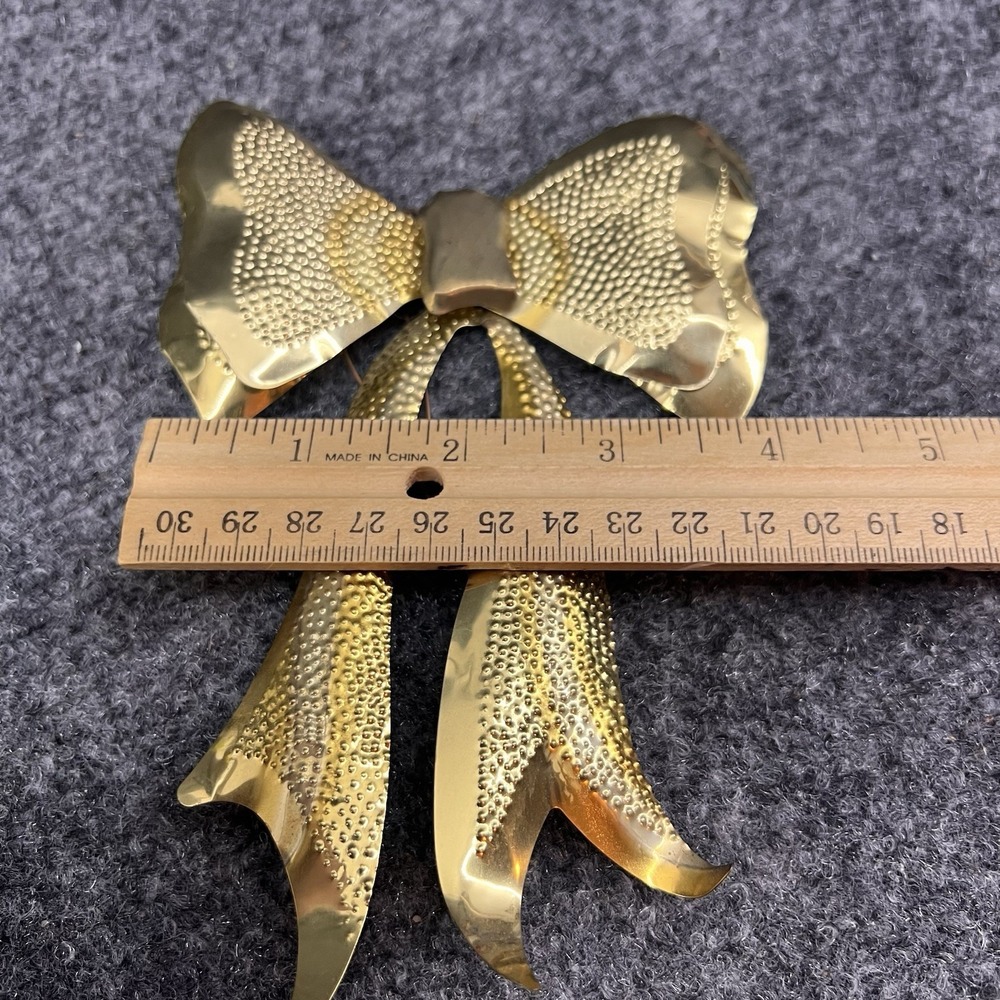 Vtg Home Interiors Trio Set Of 3 Brass Metal Punched Bows 3D Decor Wall Hanging - Picture 9 of 10